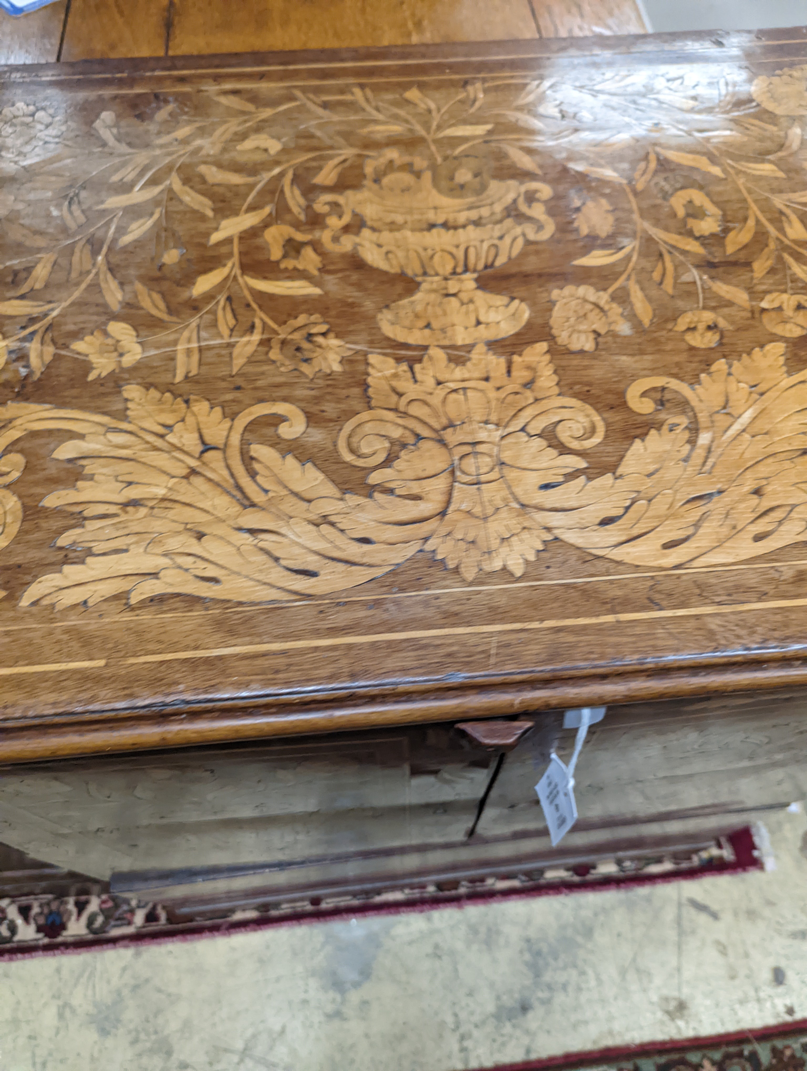 An 18th century Dutch floral marquetry walnut cabinet (altered), width 70cm, depth 48cm, height 87cm